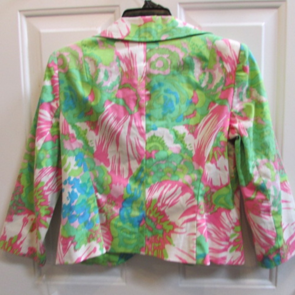 new NANETTE LAPORE floral green/pink crop front buttons Blazer Sz 4 - Picture 12 of 14